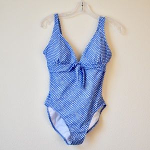 Island Love one-piece Swimsuit blue print sz. 10
